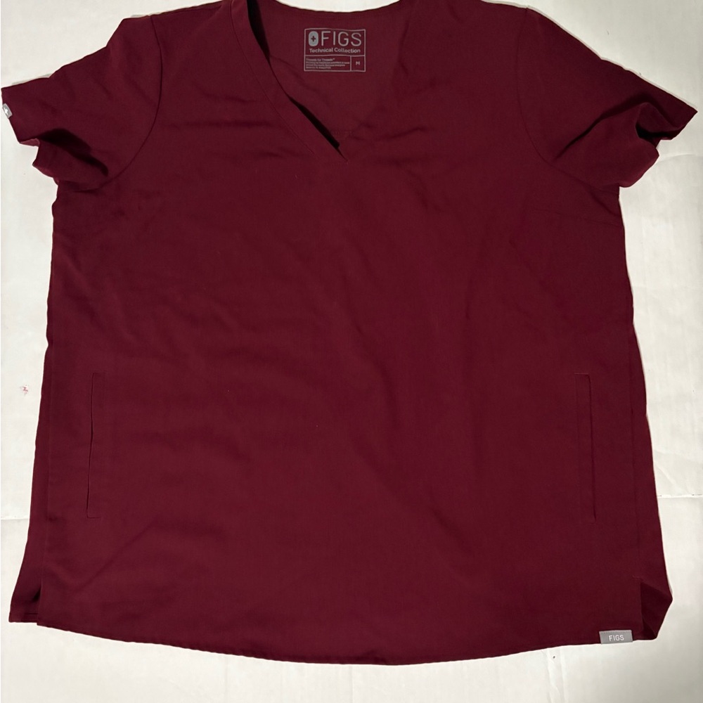 Figs women burgundy scrub top medium